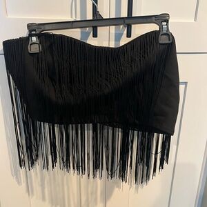 Fringe Black Tube Top